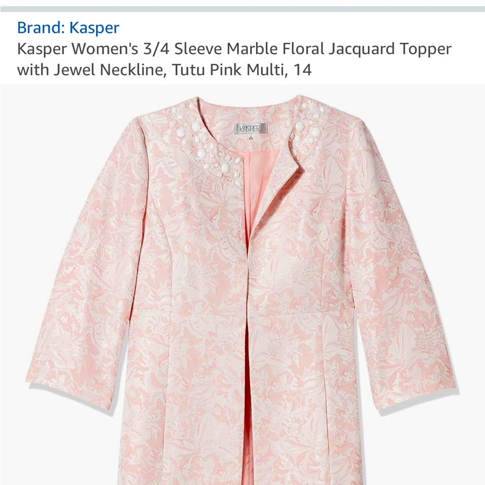 Kasper Women’s Floral Print Jacquard Topper Jacket Tutu Pink Multi NWT 14